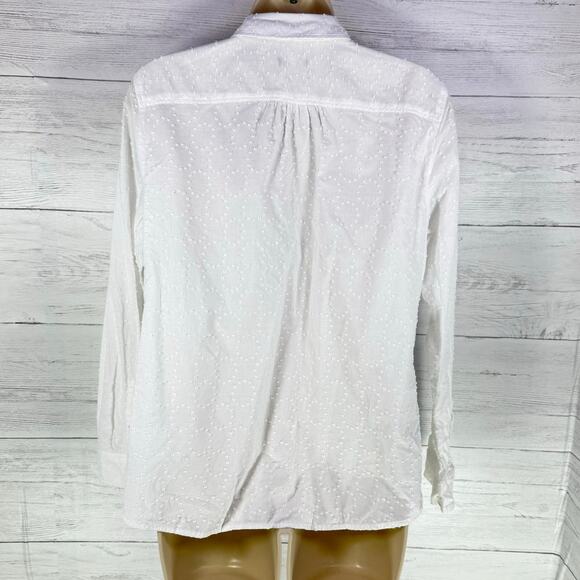 Talbots medium white swiss dot women button up blouse cottage capsule career - Picture 2 of 7